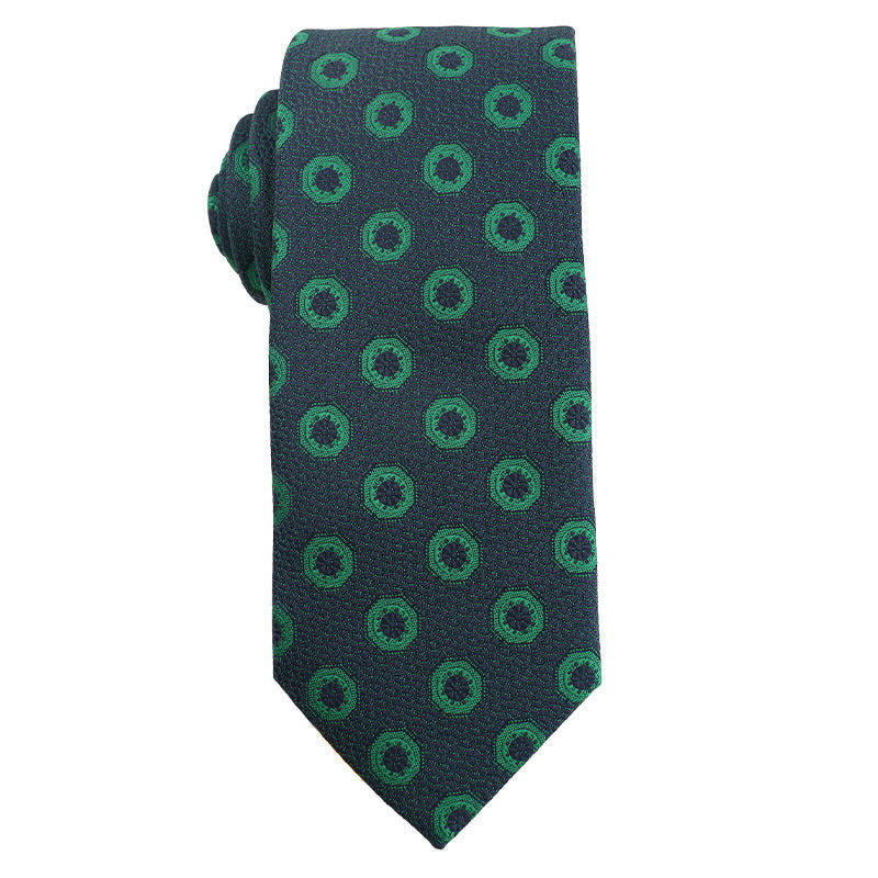Corbata de cuadros florales de la serie verde oscuro para hombre