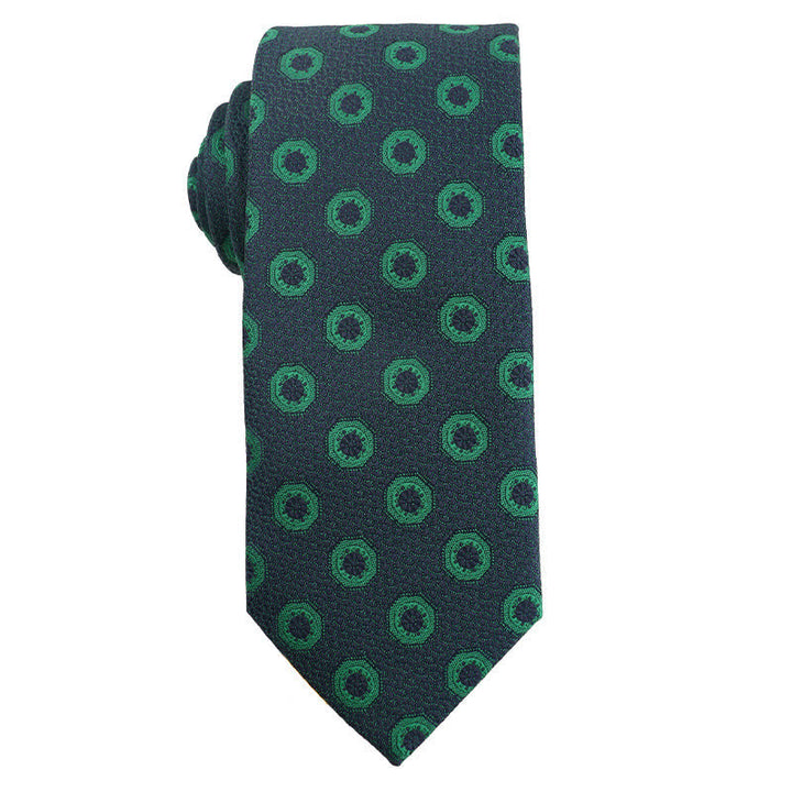 Corbata de cuadros florales de la serie verde oscuro para hombre