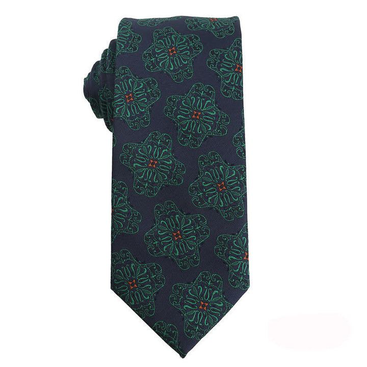 Corbata de cuadros florales de la serie verde oscuro para hombre