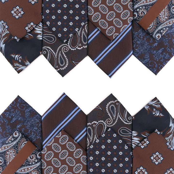 Corbata de rayas Paisley de la serie Coffee Brown para hombre