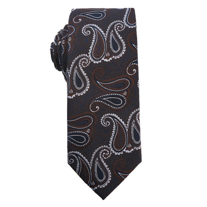 Corbata de rayas Paisley de la serie Coffee Brown para hombre
