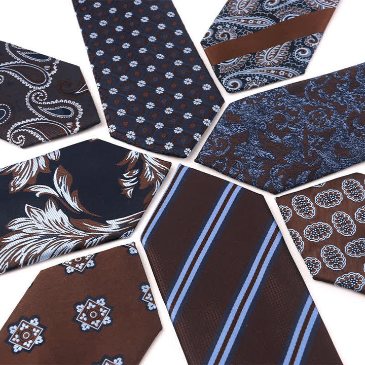 Corbata de rayas Paisley de la serie Coffee Brown para hombre