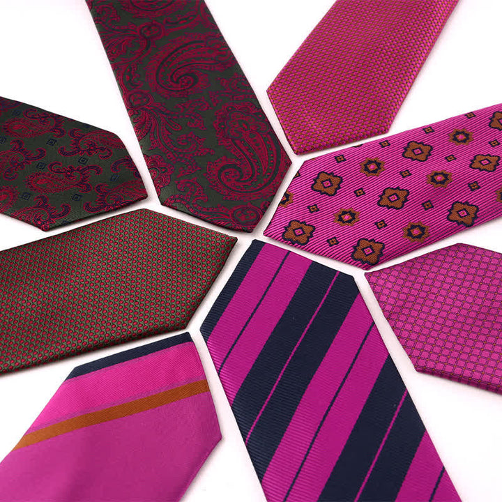Corbata para hombre de la serie violeta medio vibrante y rojo