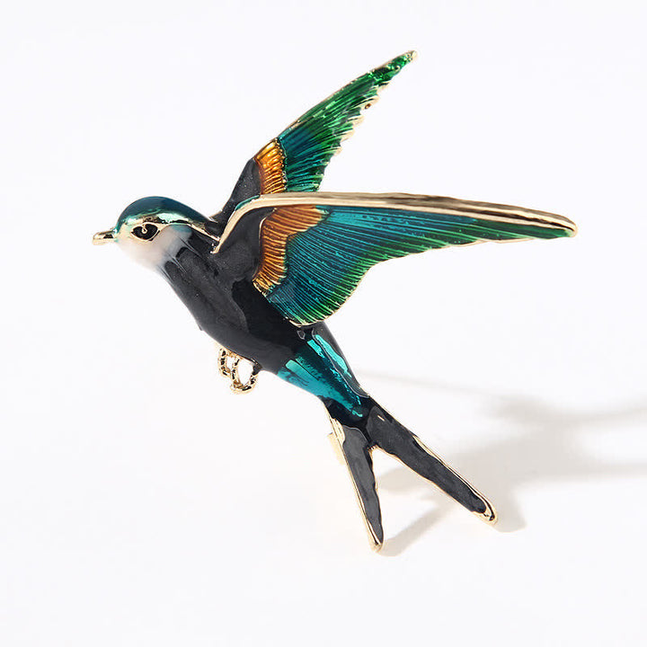 Broche unisex esmaltado de golondrina voladora de colores