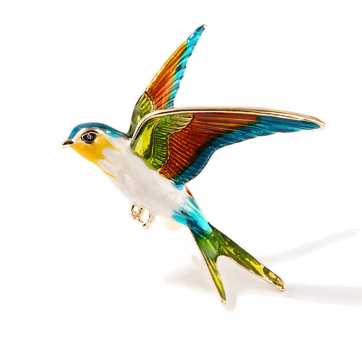 Broche unisex esmaltado de golondrina voladora de colores
