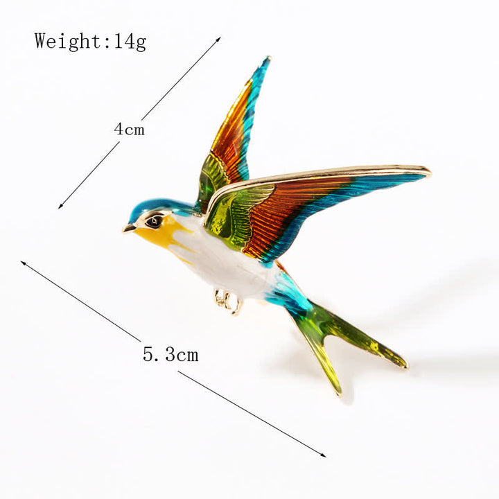 Broche unisex esmaltado de golondrina voladora de colores