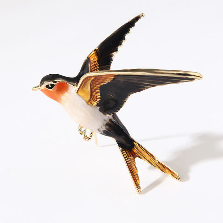 Broche unisex esmaltado de golondrina voladora de colores