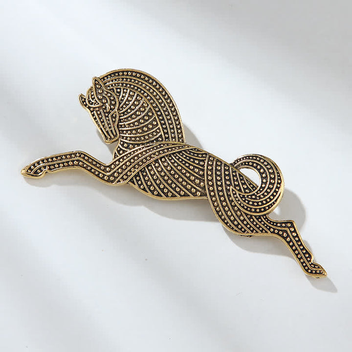 Broche unisex bañado en plata y oro del Cavallino Rampante
