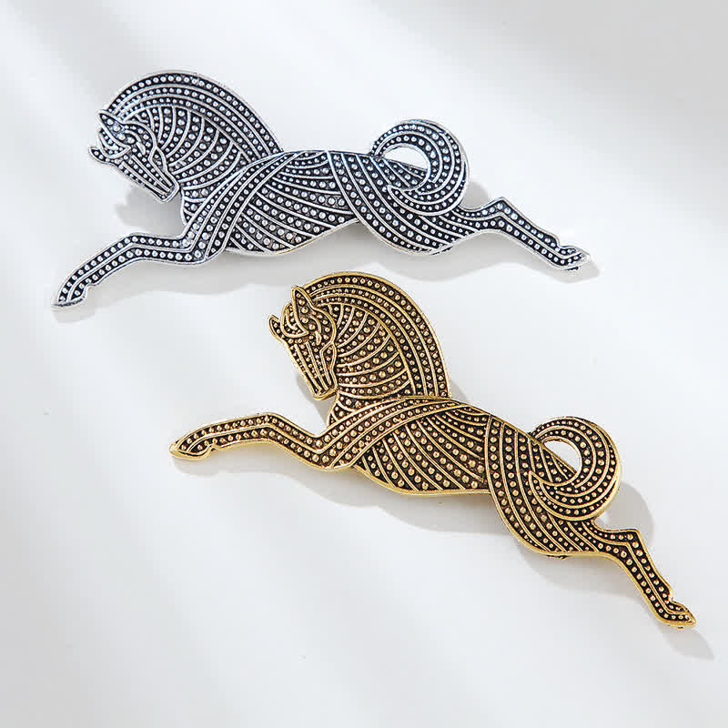 Broche unisex bañado en plata y oro del Cavallino Rampante