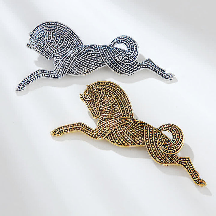 Broche unisex bañado en plata y oro del Cavallino Rampante