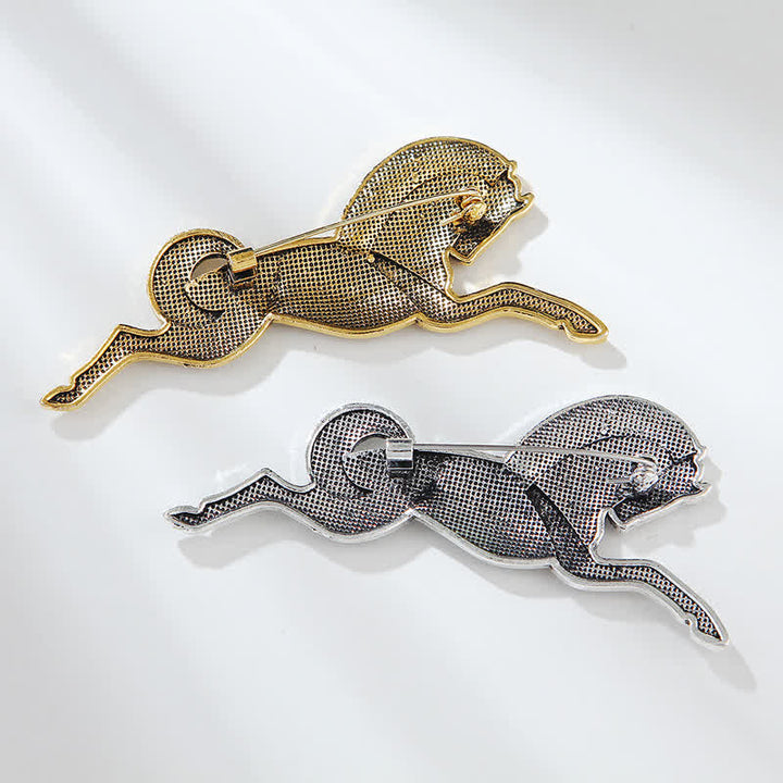 Broche unisex bañado en plata y oro del Cavallino Rampante