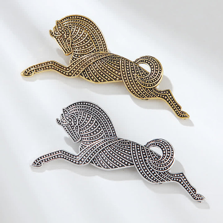 Broche unisex bañado en plata y oro del Cavallino Rampante