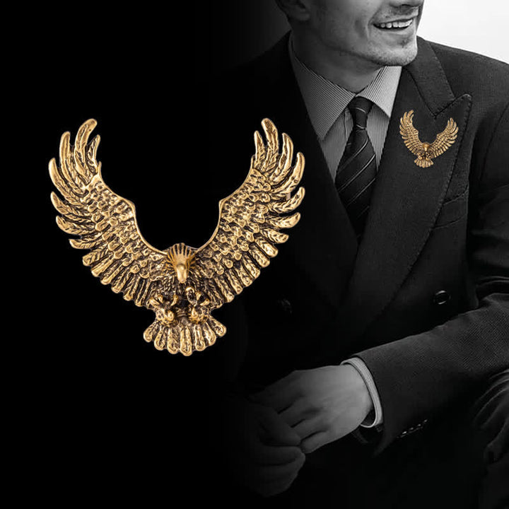 Broche retro de águila con alas extendidas para hombre