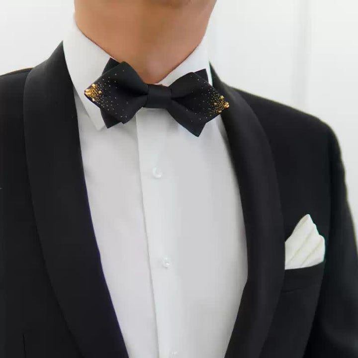 Pajarita puntiaguda de doble capa con alambre dorado y negro para hombre