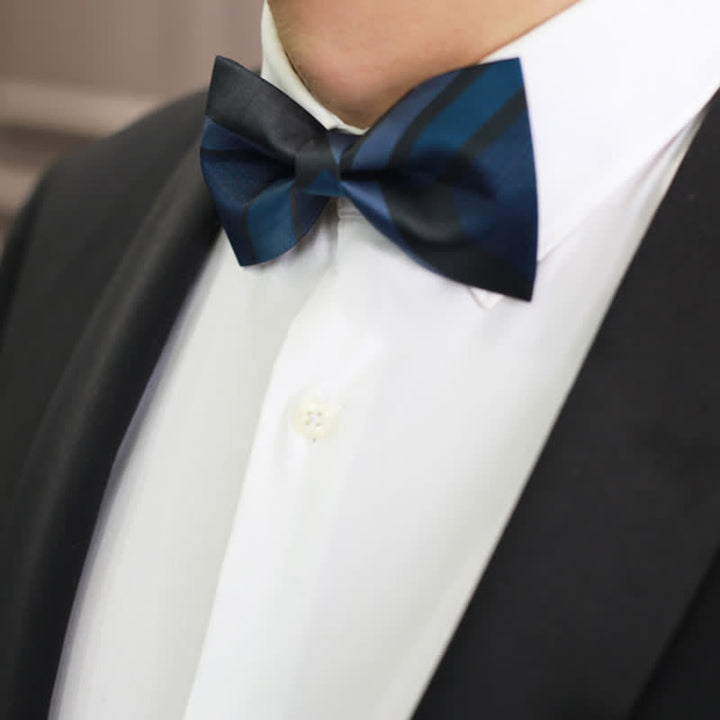 Pajarita con estampado de rayas azul acero de Noble Navy para hombre