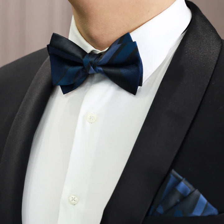 Pajarita con estampado de rayas azul acero de Noble Navy para hombre