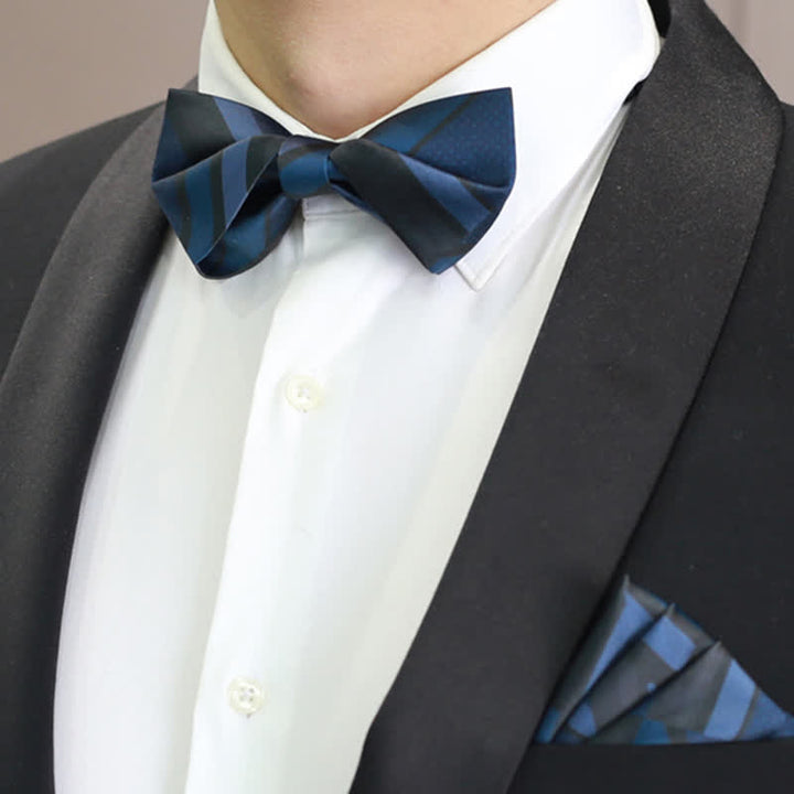 Pajarita con estampado de rayas azul acero de Noble Navy para hombre