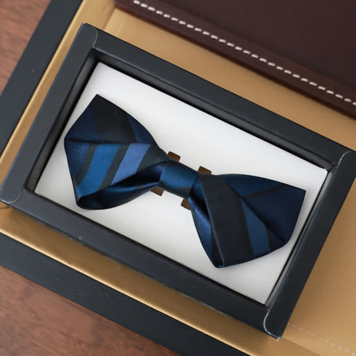 Pajarita con estampado de rayas azul acero de Noble Navy para hombre