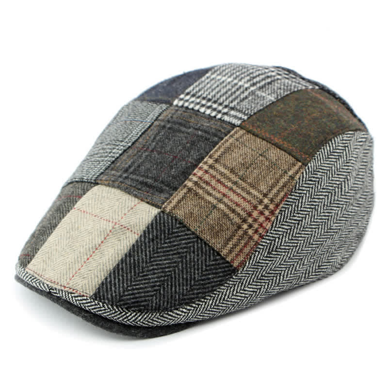 Boina con diseño de espiga y cuadros con retazos retro