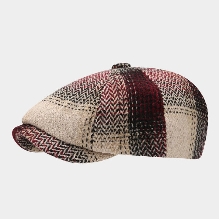 Boina de vendedor de periódicos con diseño de espiga y flecos de color degradado