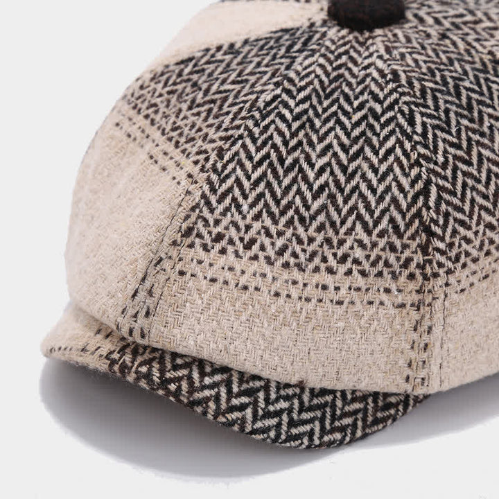 Boina de vendedor de periódicos con diseño de espiga y flecos de color degradado