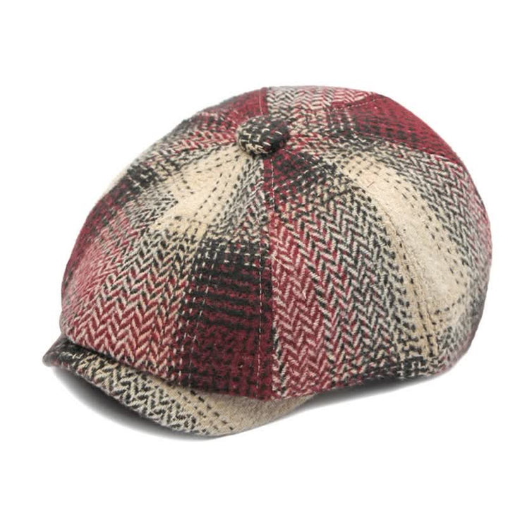 Boina de repartidor de periódicos con diseño de espiga y rayas de estilo británico