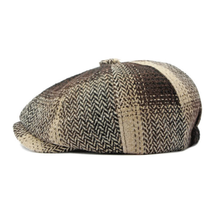 Boina de repartidor de periódicos con diseño de espiga y rayas de estilo británico