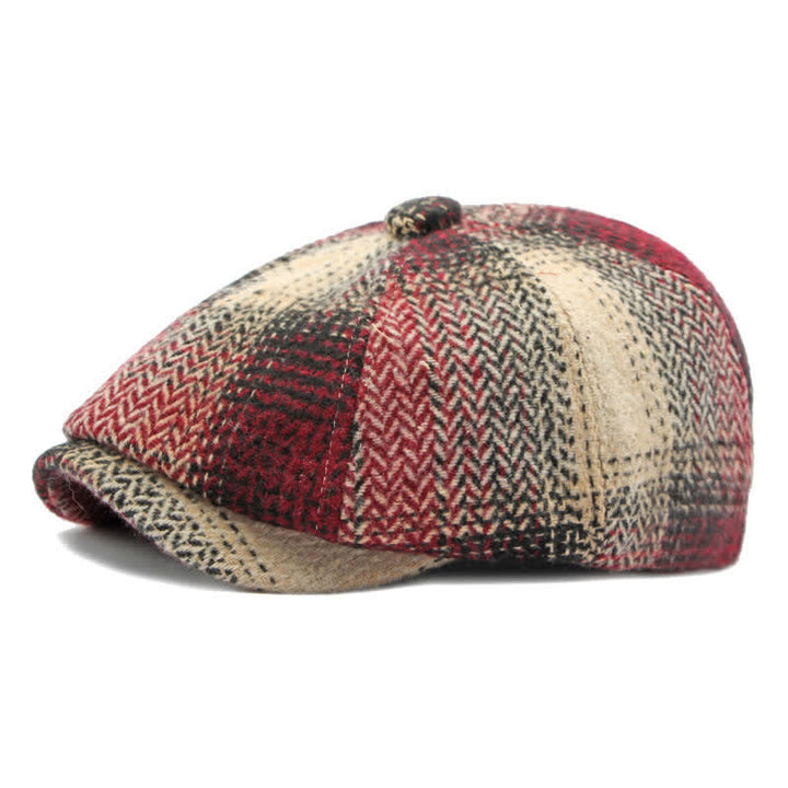 Boina de repartidor de periódicos con diseño de espiga y rayas de estilo británico