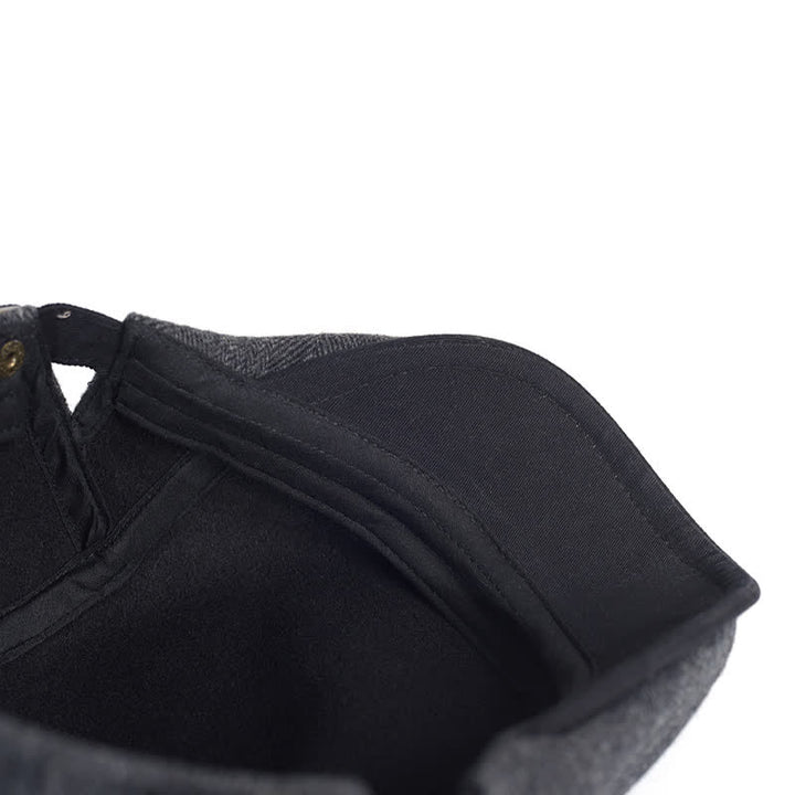 Boina plana cálida y gruesa de lana con diseño de espiga para invierno