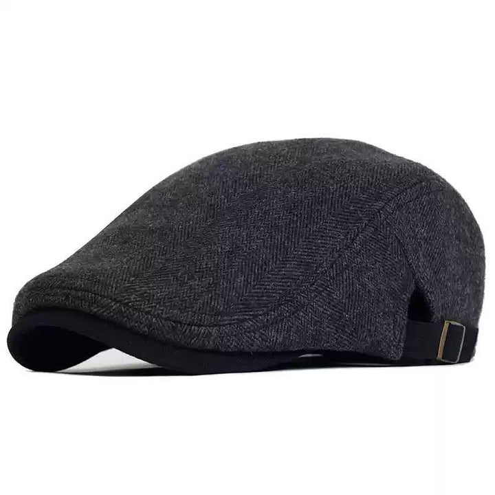 Boina plana cálida y gruesa de lana con diseño de espiga para invierno