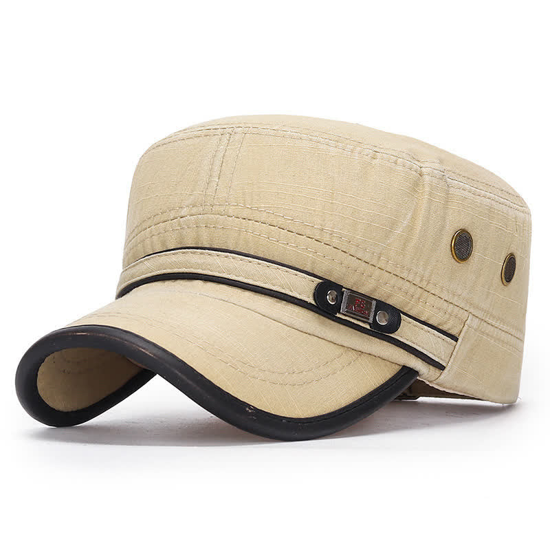 Sombrero militar de cadete de tela lavada con copa plana