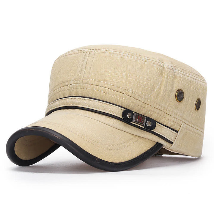 Sombrero militar de cadete de tela lavada con copa plana