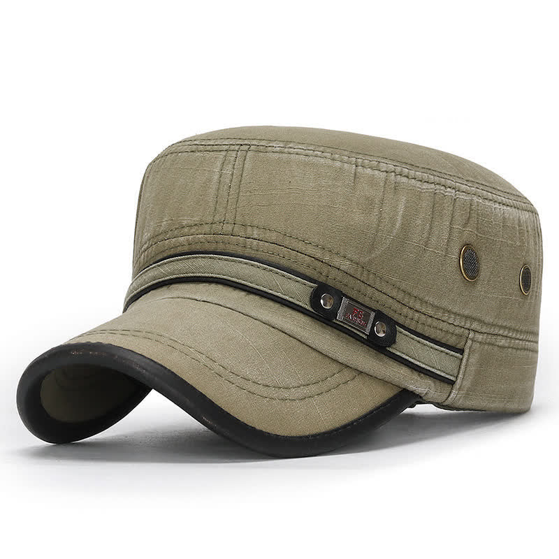 Sombrero militar de cadete de tela lavada con copa plana