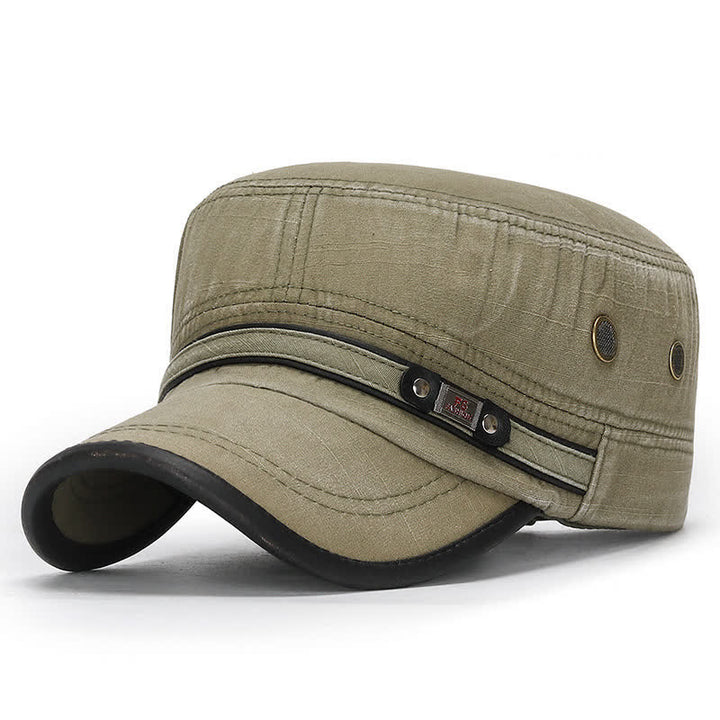 Sombrero militar de cadete de tela lavada con copa plana