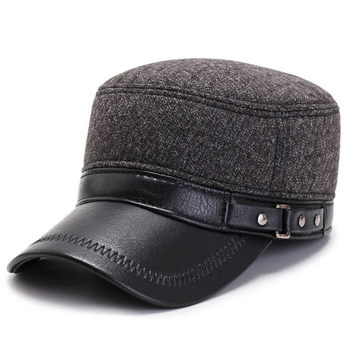 Gorro plano informal con orejeras cálidas para invierno
