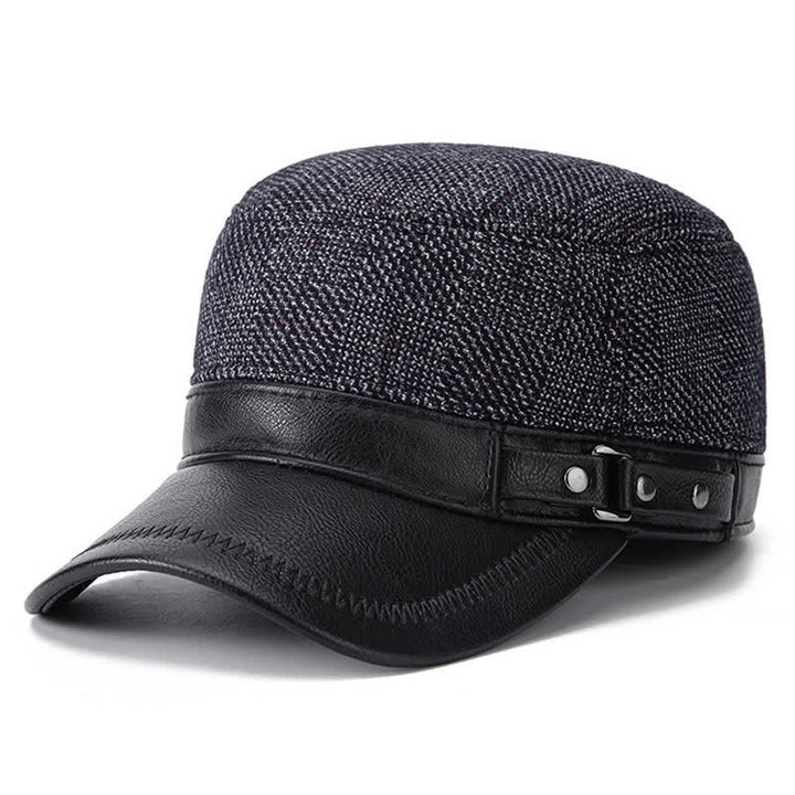 Gorro plano informal con orejeras cálidas para invierno