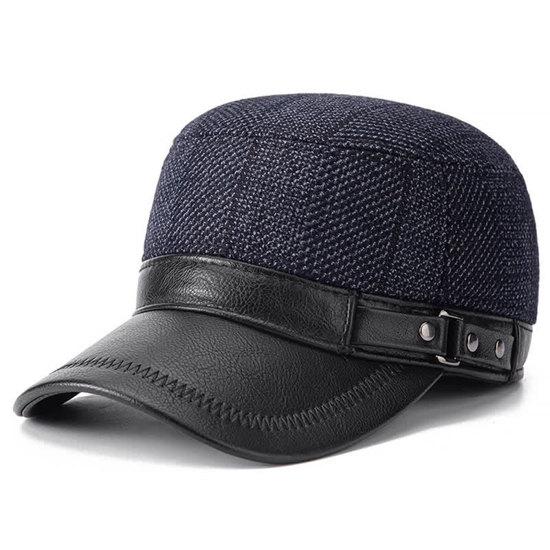 Gorro plano informal con orejeras cálidas para invierno