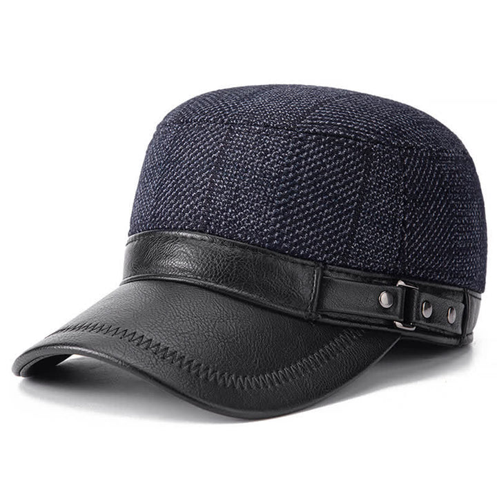 Gorro plano informal con orejeras cálidas para invierno