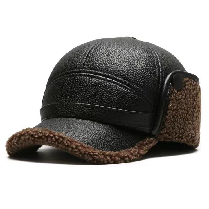 Gorra de béisbol con orejeras de piel sintética y forro polar