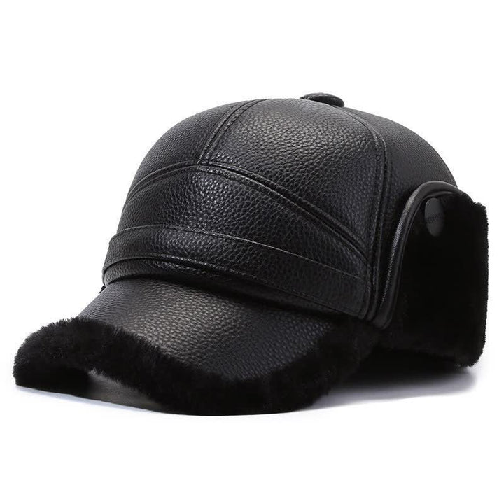 Gorra de béisbol con orejeras de piel sintética y forro polar