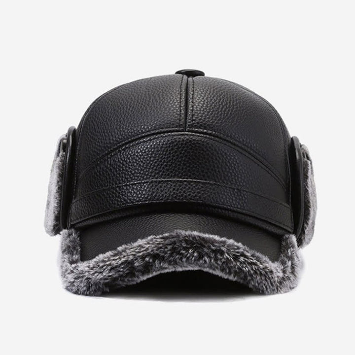 Gorra de béisbol con orejeras de piel sintética y forro polar