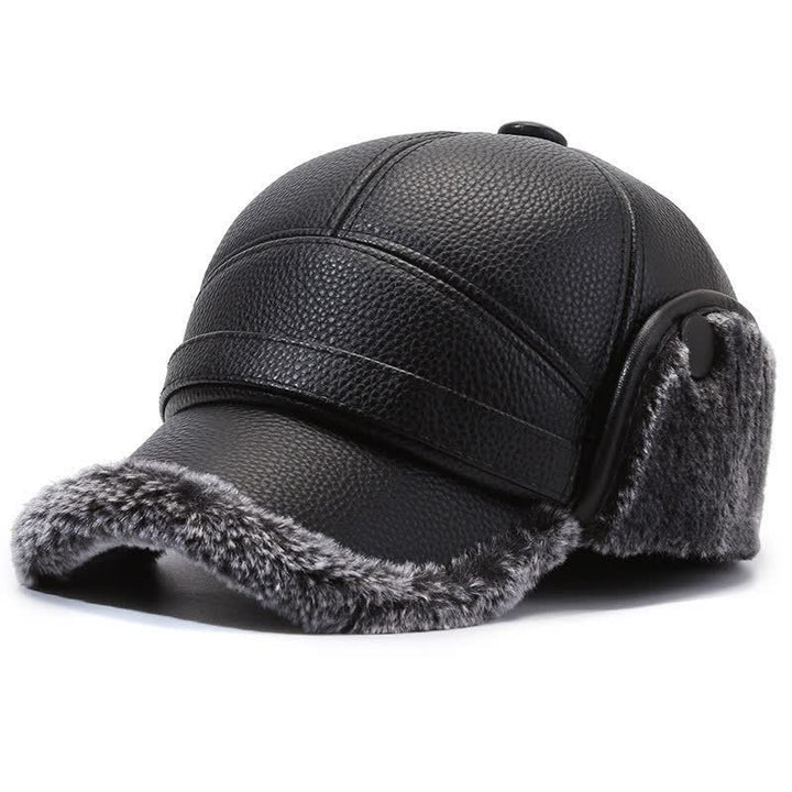 Gorra de béisbol con orejeras de piel sintética y forro polar