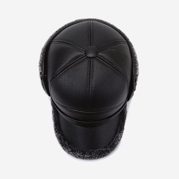 Gorra de béisbol con orejeras de piel sintética y forro polar