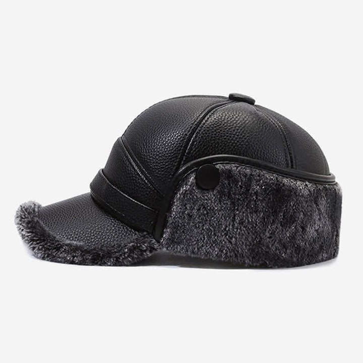 Gorra de béisbol con orejeras de piel sintética y forro polar