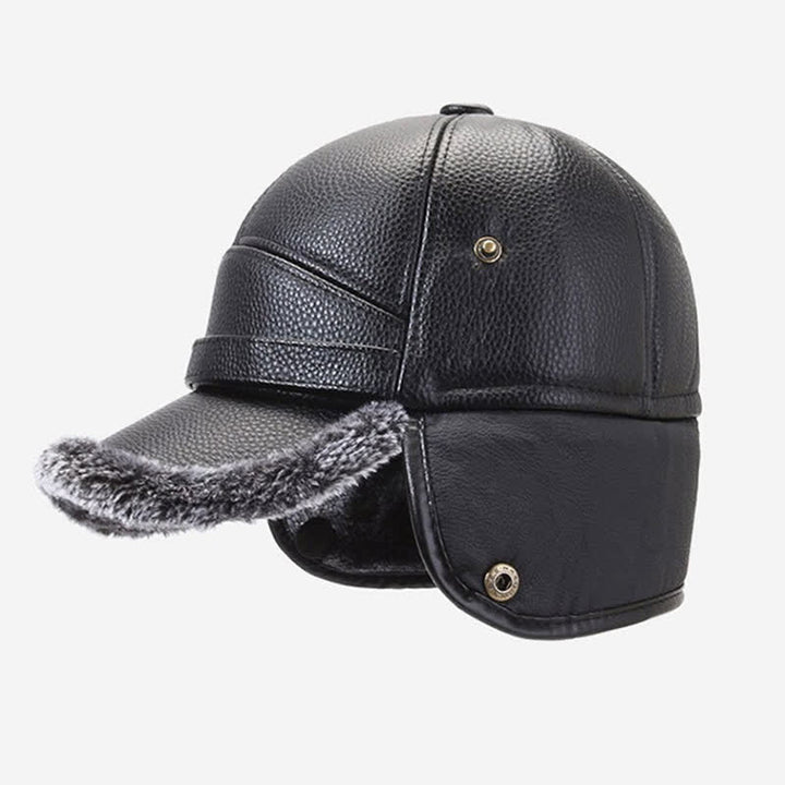 Gorra de béisbol con orejeras de piel sintética y forro polar