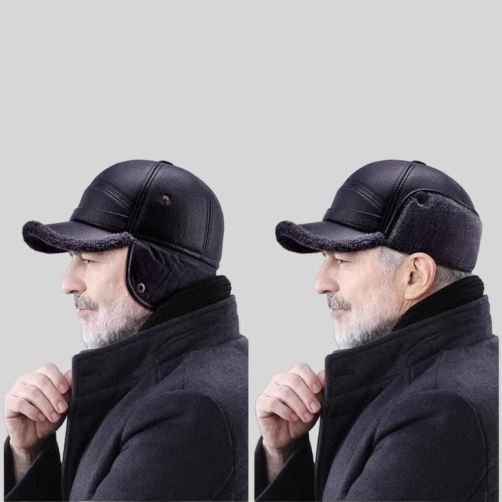 Gorra de béisbol con orejeras de piel sintética y forro polar