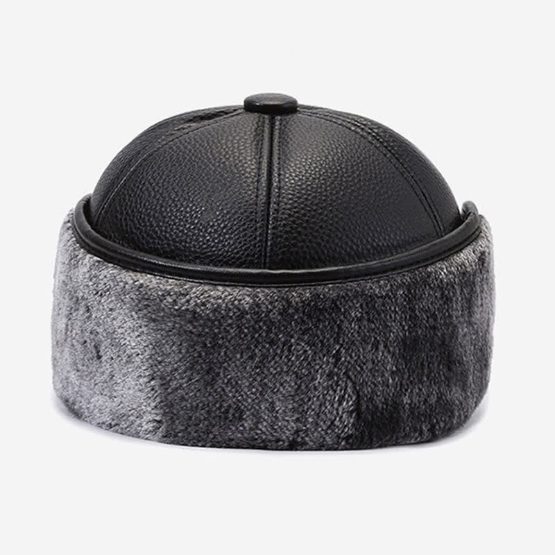 Gorra de béisbol con orejeras de piel sintética y forro polar