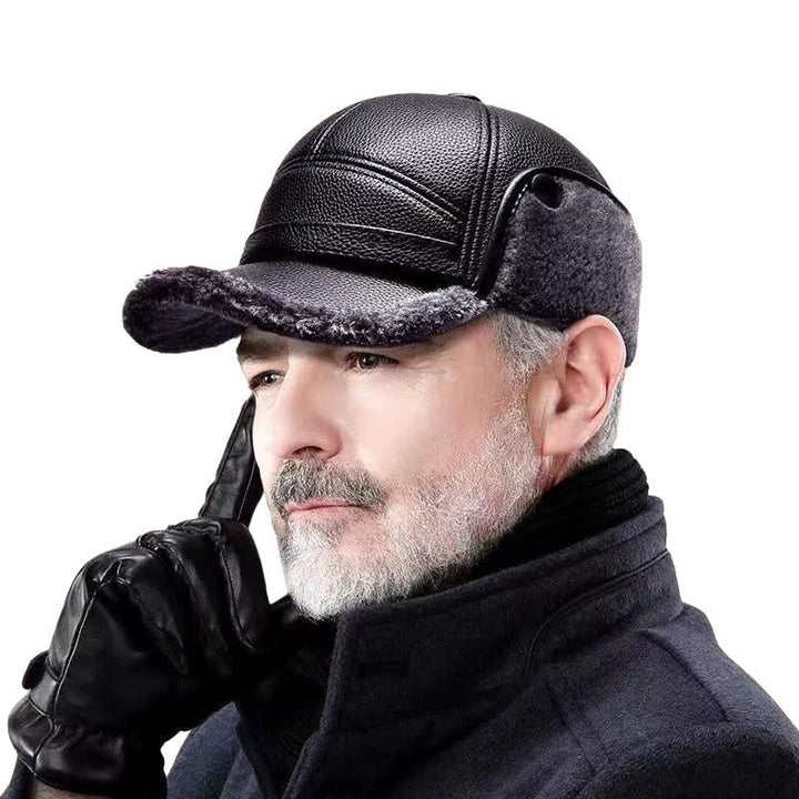 Gorra de béisbol con orejeras de piel sintética y forro polar