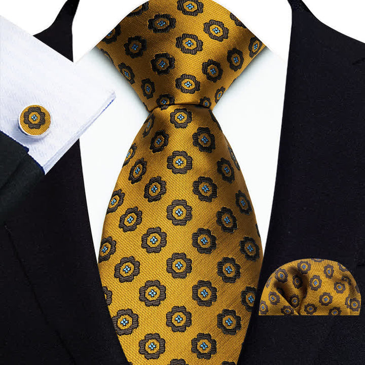 Conjunto de 3 corbatas de moda para hombre con diseño de flores pequeñas y lunares