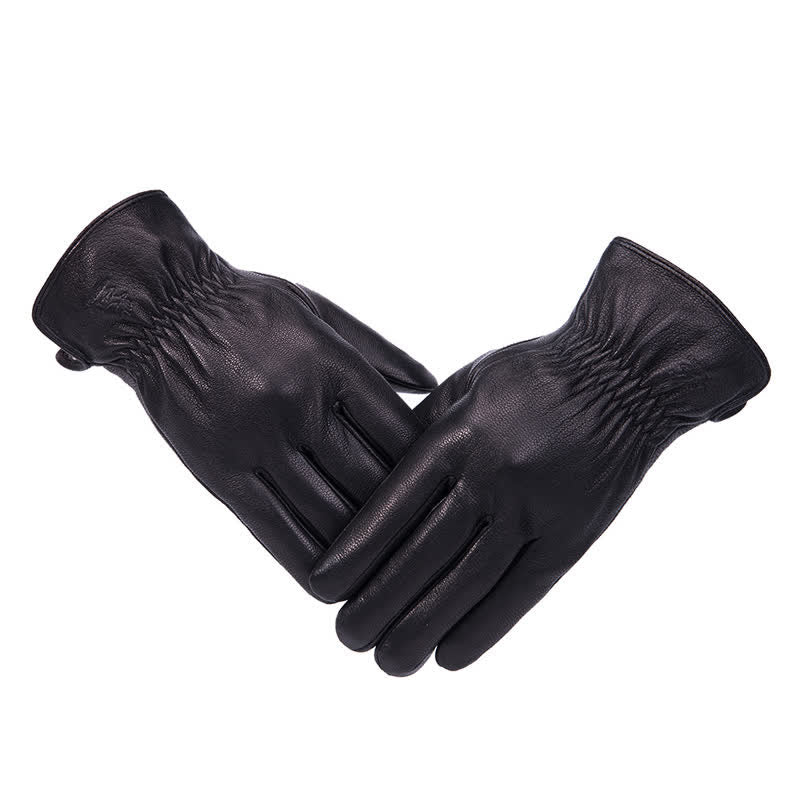 Guantes de cuero antideslizantes y cálidos con forro de felpa